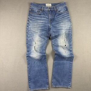 Aeropostale Driggs‎ Slim Bootcut Mens Distressed Blue Jeans 30x30 Ripped Trashed